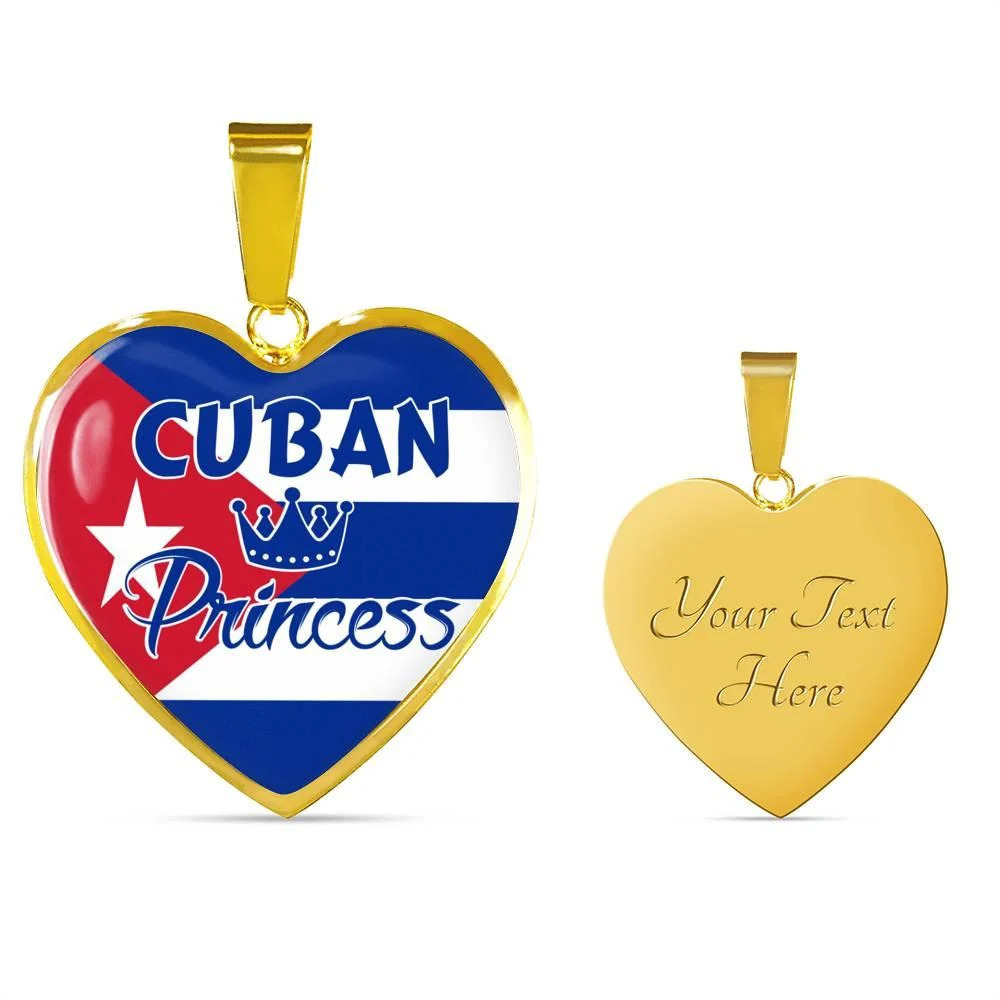 Cuban Princess Necklace Personalized Engraved Gold Heart Necklace Custom Name D